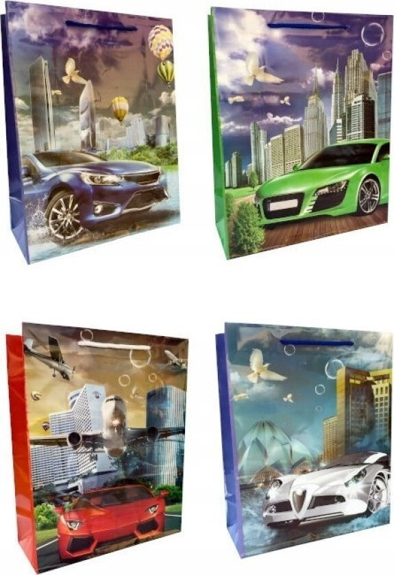 Ju-Piter Laminert Gavepose Biler 011C 18X23x10cm P12, Pris For 1 Stk.