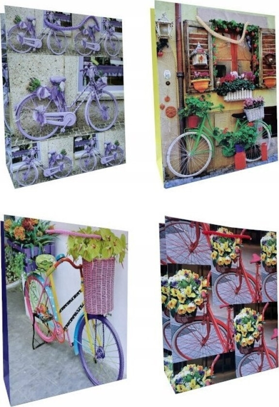 Ju-Piter Gavepose Sykkel I Blomster 553B 25X32x11cm P12, Pris For 1 Stk.