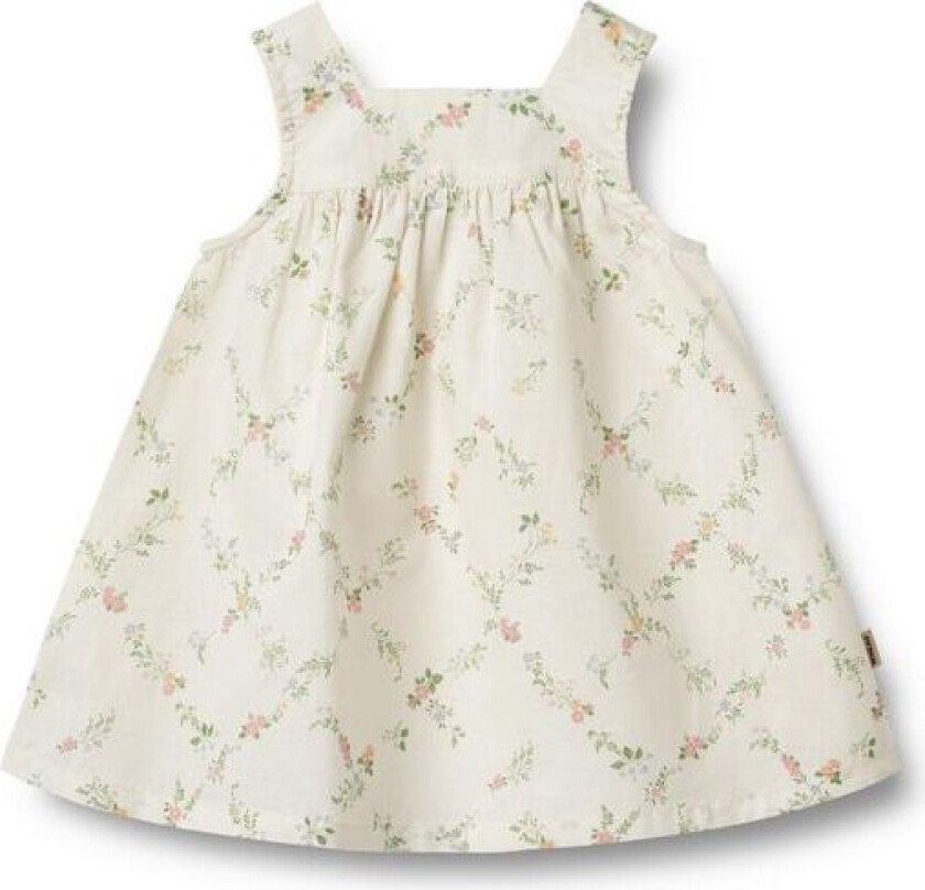 Kjole Ayla Ivory Checked Flowers