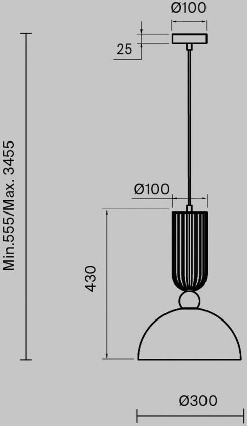 hengelampe Antic, røykgrå/gull, Ø 30 cm, glass, E27