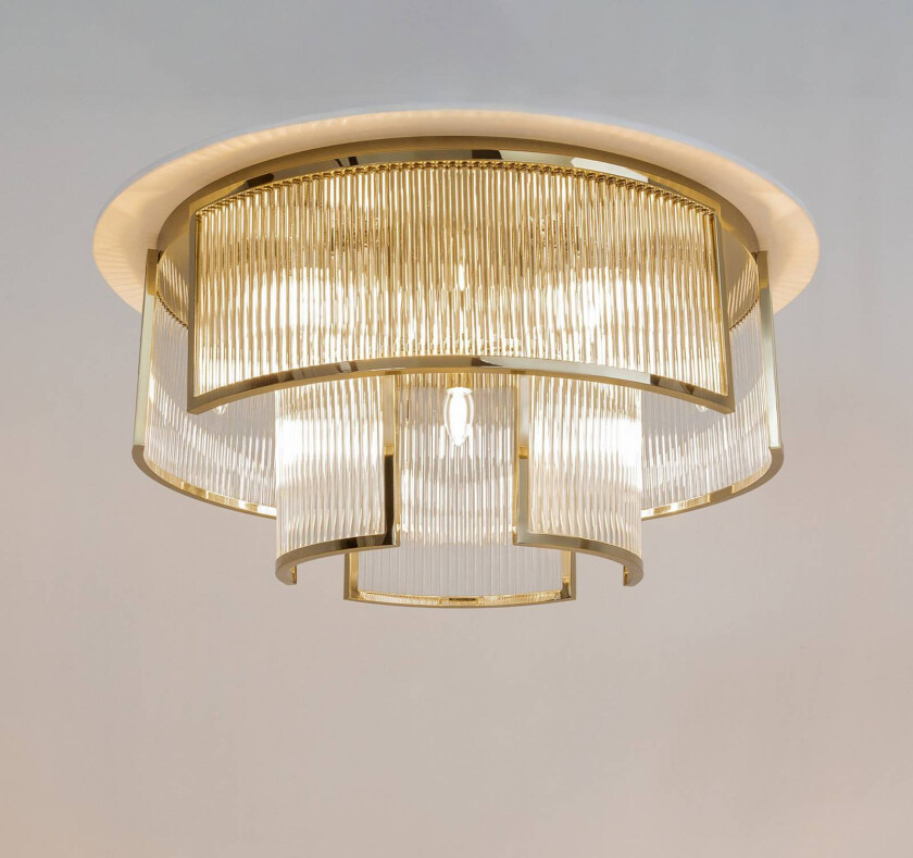 Frame taklampe, 9 x E14, Ø 65 cm, gull/klar