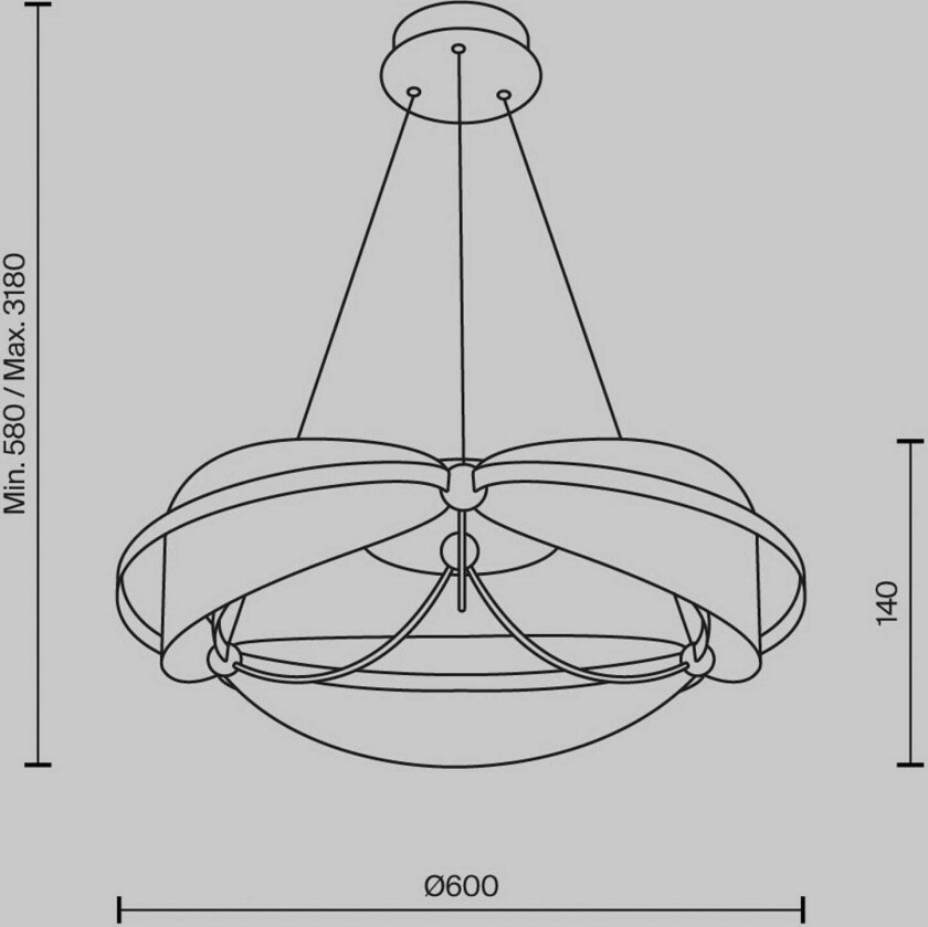 LED-hengelampe Breeze, Ø 60 cm, messing/klar, akryl