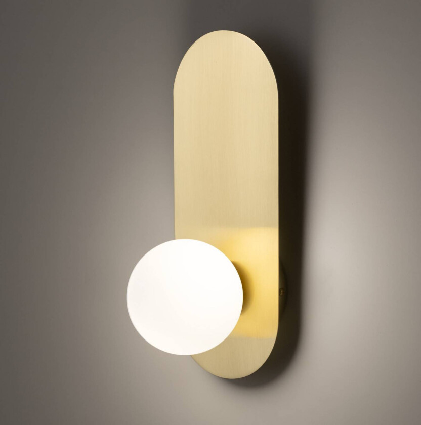 vegglampe Bao, gull/hvit, høyde 31 cm, frostet glass