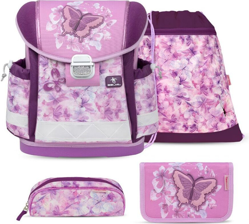 Sommerfulge skolesekk med 4 deler Belmil skolesekker 881955