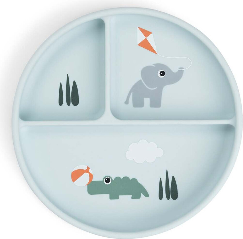 Playground Stick & Stay Delt Silikontallerken, Blue - Tåteflasker & Tilbehør - Silikon