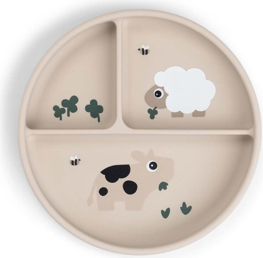 Tiny Farm Stick & Stay Delt Silikontallerken, Sand - Tåteflasker & Tilbehør - Silikon