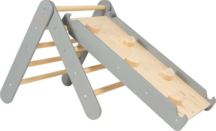 Meowbaby Klatretrekant med Klatrevegg, Grå - Motoriske møbler - Furu