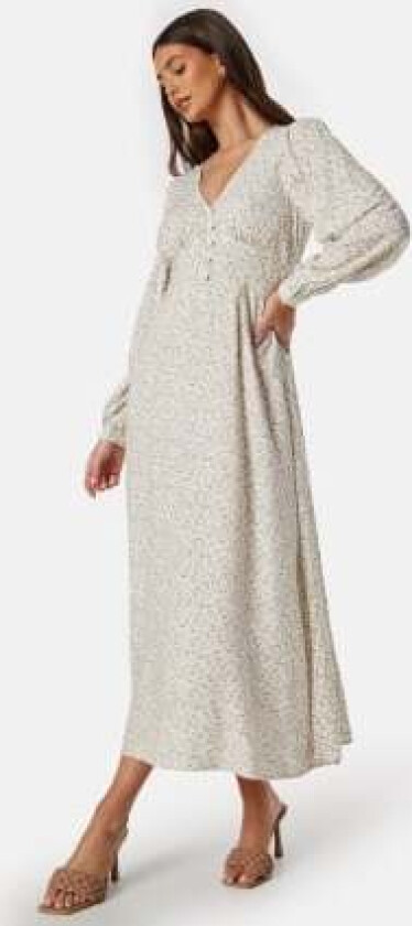 Viscose V-neck Maxi Dress Offwhite/Patterned 42