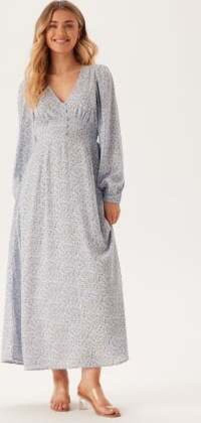 Viscose V-neck Maxi Dress Light blue/Patterned 36