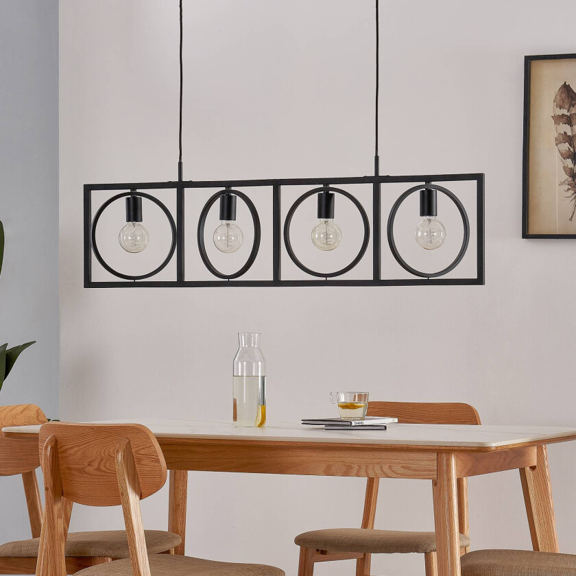Mateja hengelampe, svart, 4 lyskilder
