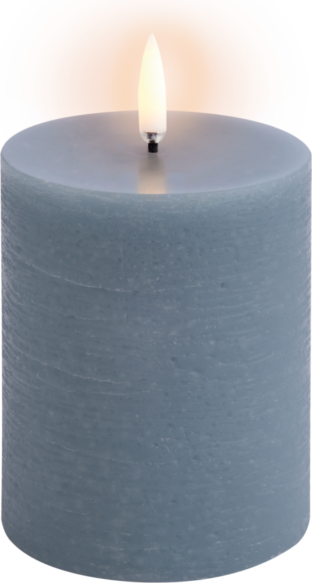 - LED pillar candle - Hazy blue, Rustic - 7,8x10,1 cm (UL-PI-HB78010)