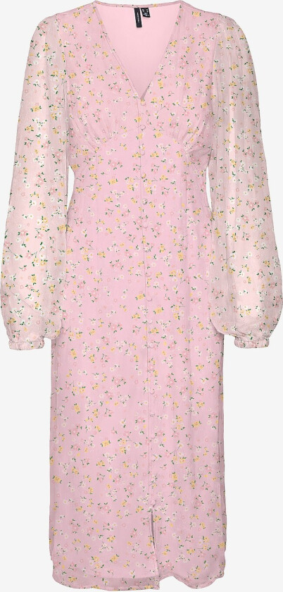 Kjole vmSmilla LS V-neck Calf Dress - Rosa