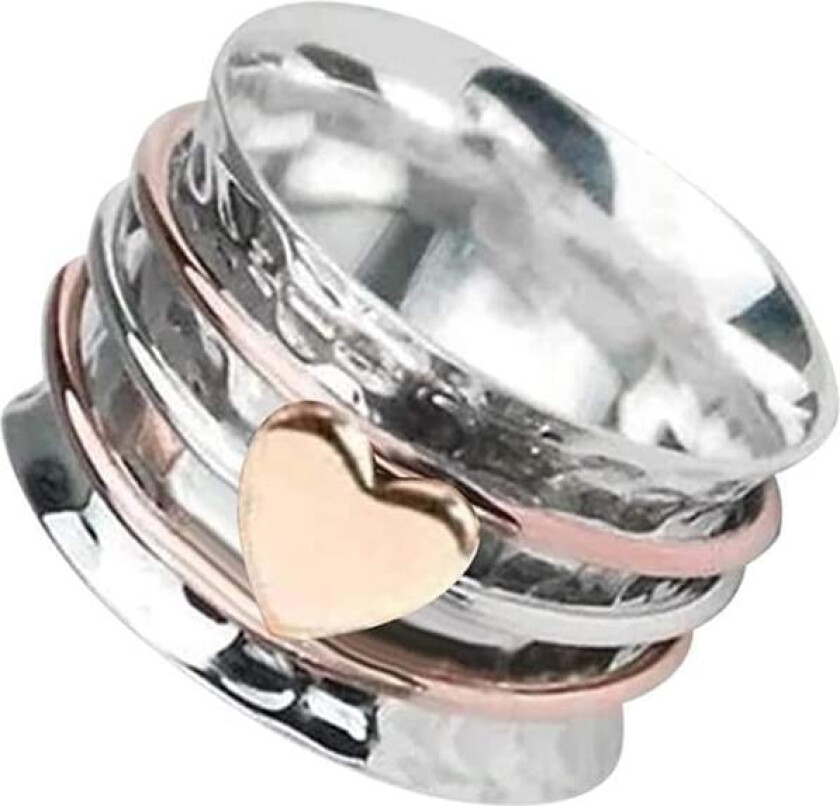 Hjerte Spinner Ring For Kvinner Menn Selvkjærlighet Spinner Hjerte Ring Fidget Angst Sølv