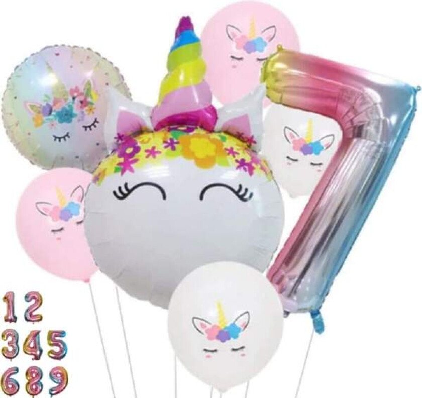 Enhjørning bursdagspynt - Nummer 5 ballong rosa gradient, enhjørning ballonger, enhjørning festdekorasjoner, enhjørning festutstyr 5. bursdagsfest