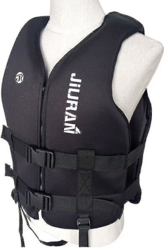 Voksen redningsvest i neopren - sikkerhetsvest for vannsport, fiske, vannski, kajakkpadling, båtliv, svømming, drifting - sikkerhetsvest L(60-75kg) Black