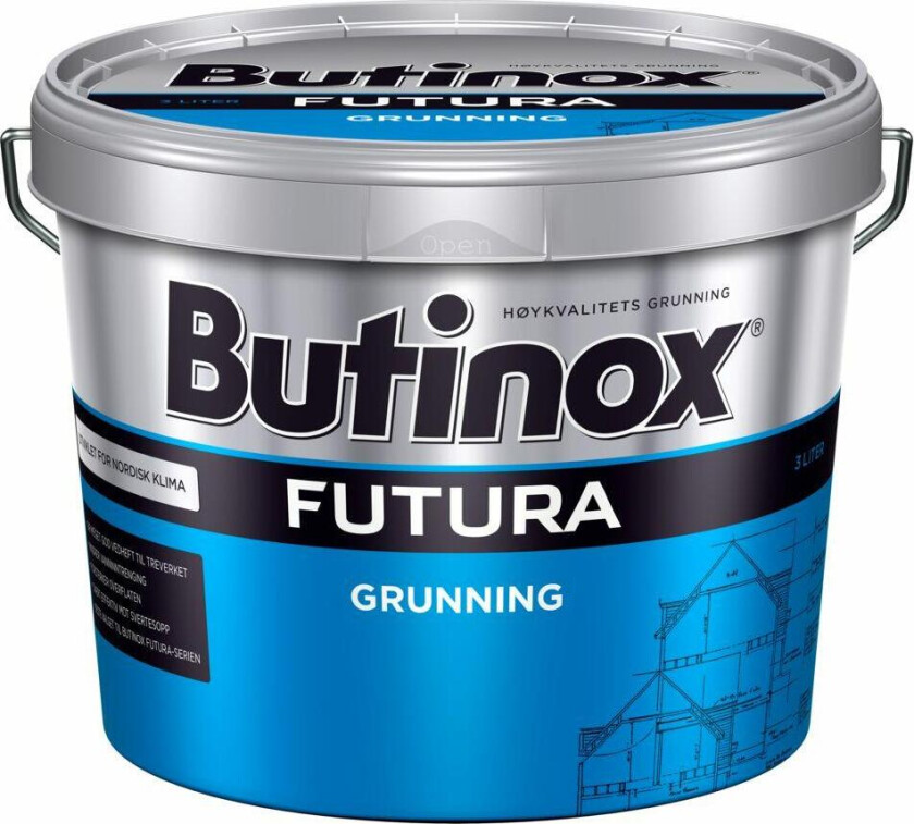 Butinox Futura grunning En pigmentert vanntynnbar grunning for nytt og værslitt treverk.