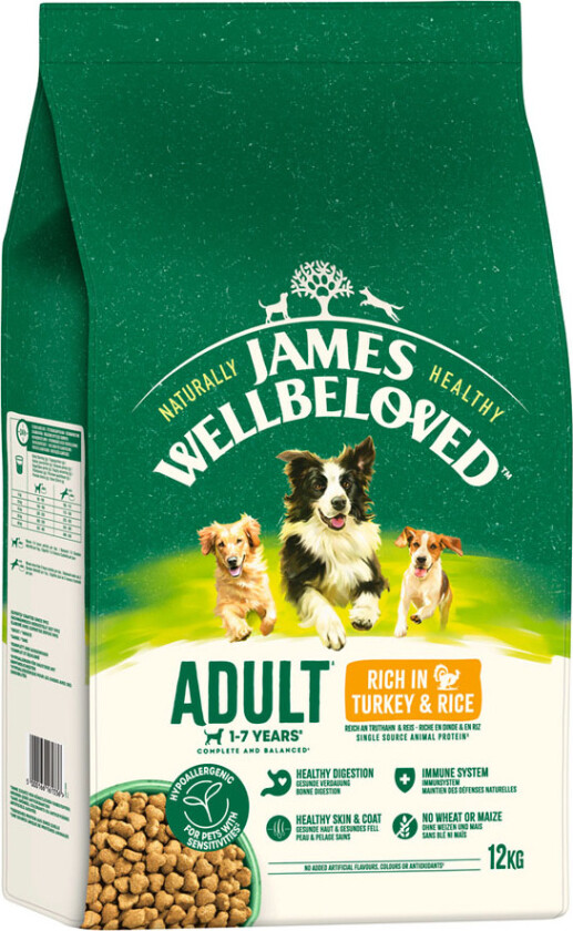 Adult Dog Hypoallergenic kalkun og ris - 12 kg