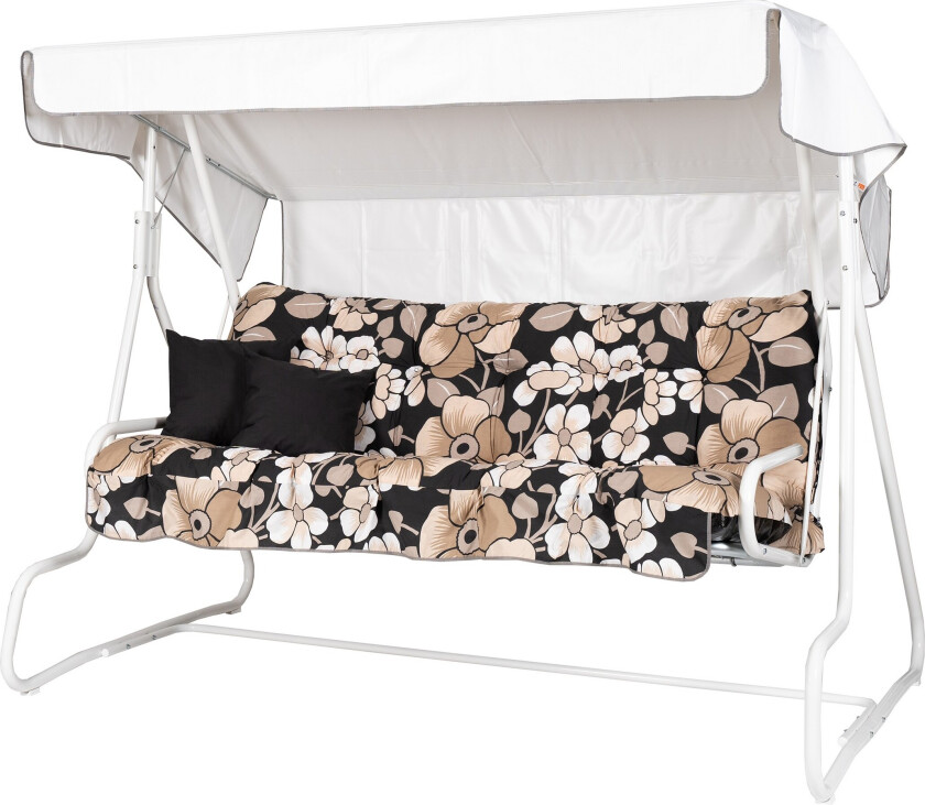 De Luxe Komplett Hengekøye 196 cm - Hvit/Blomstrete