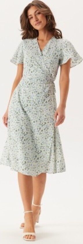 Vilovie S/S Wrap Midi Dress Kentucky Blue AOP: ALY 44