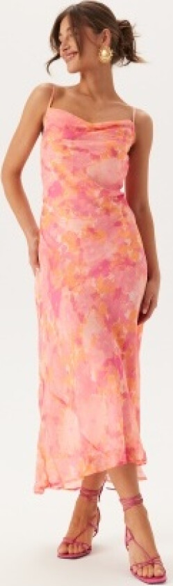 Vmsmilla Sl 7/8 WATERFALL DRES Crystal Pink Aop:anja XL