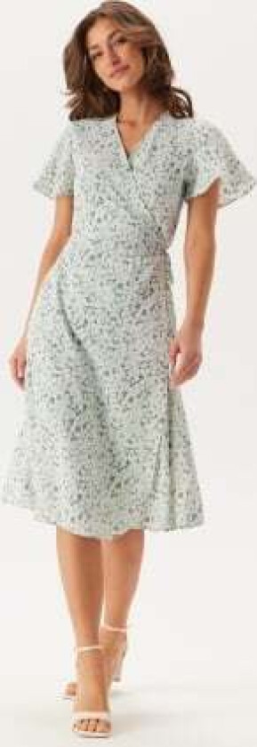 Vilovie S/S Wrap Midi Dress Kentucky Blue AOP: ALY 42