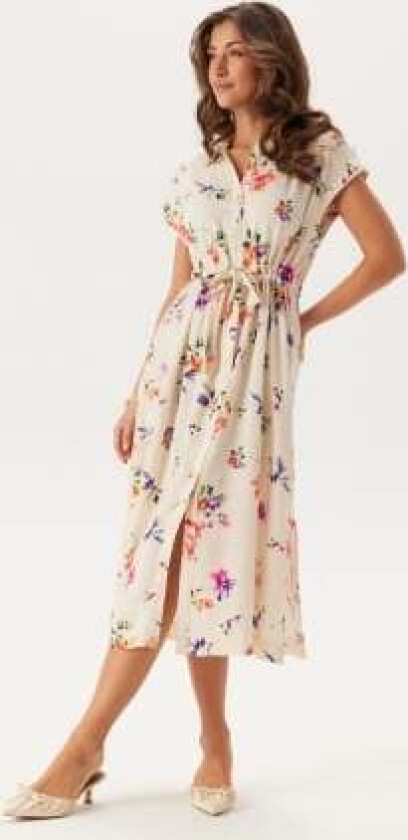 Yasasina Cs Midi Belt Dress Whitecap Grey Aop:botanica Prt 36