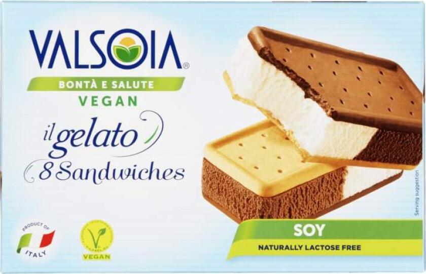 Gelato Soya-Is Sandwich Melkefri 8stk