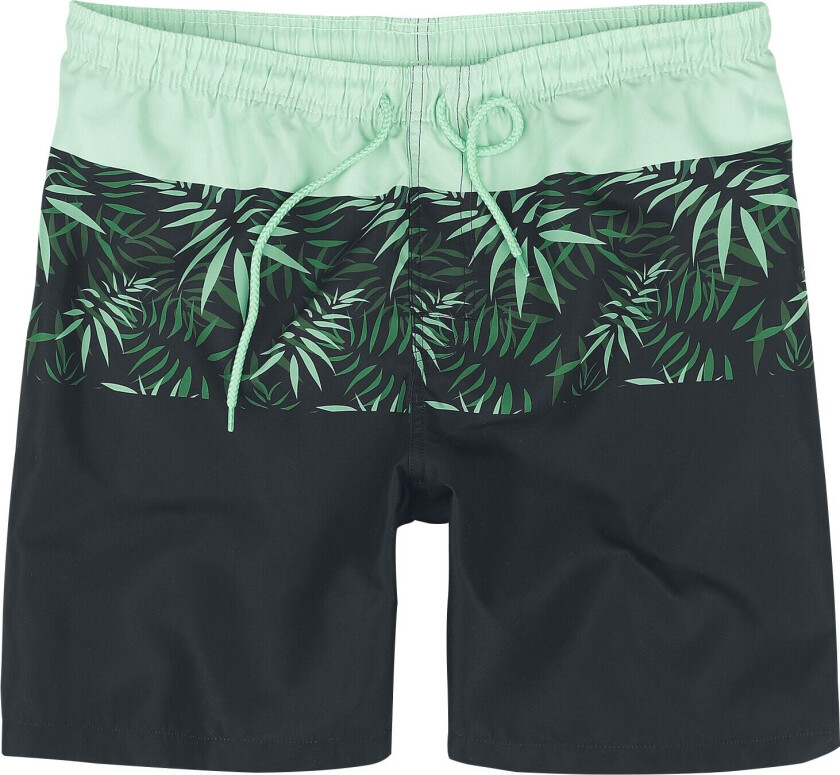 Badeshorts - Swim Shorts With Palm Trees - S til XXL - Herrer - svart-grønn