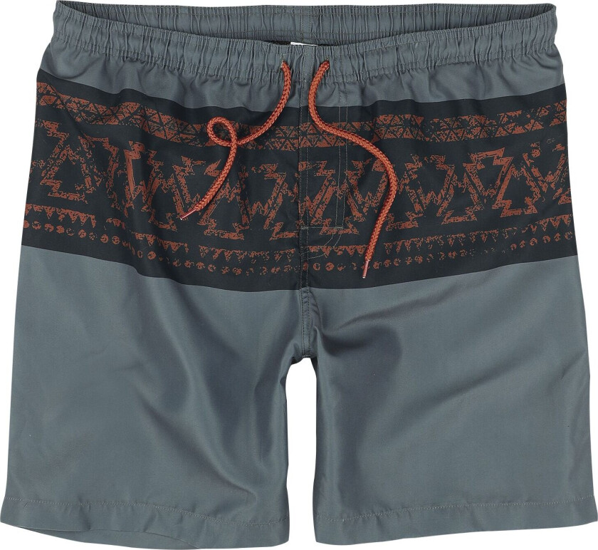 Badeshorts - Swim Shorts With Graphic Design - S til XXL - Herrer - mørkegrå
