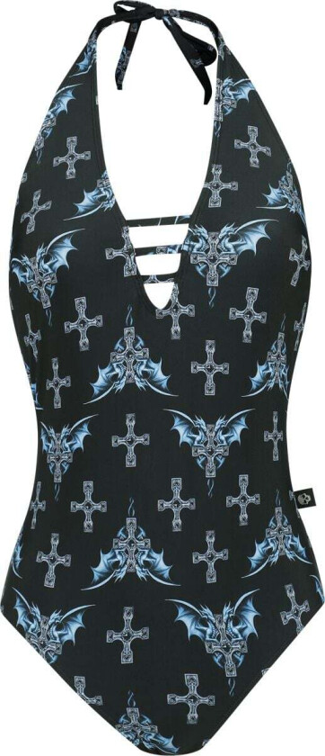 Goth Badedrakt - Gothicana X Anne Stokes - Badedrakt - S til XXL - Damer - svart