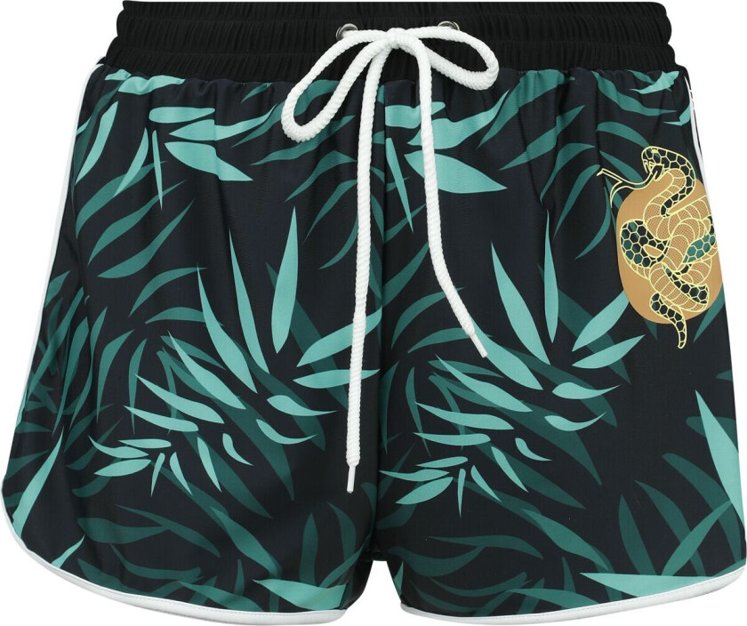 Bikinitruse - Swim Shorts With Palm Trees - S til XL - Damer - svart-grønn