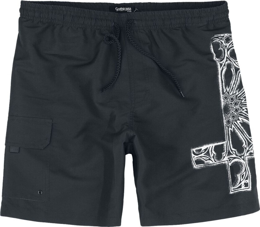Badeshorts - Swim Shorts With Gothic Cross - M til XXL - Herrer - svart