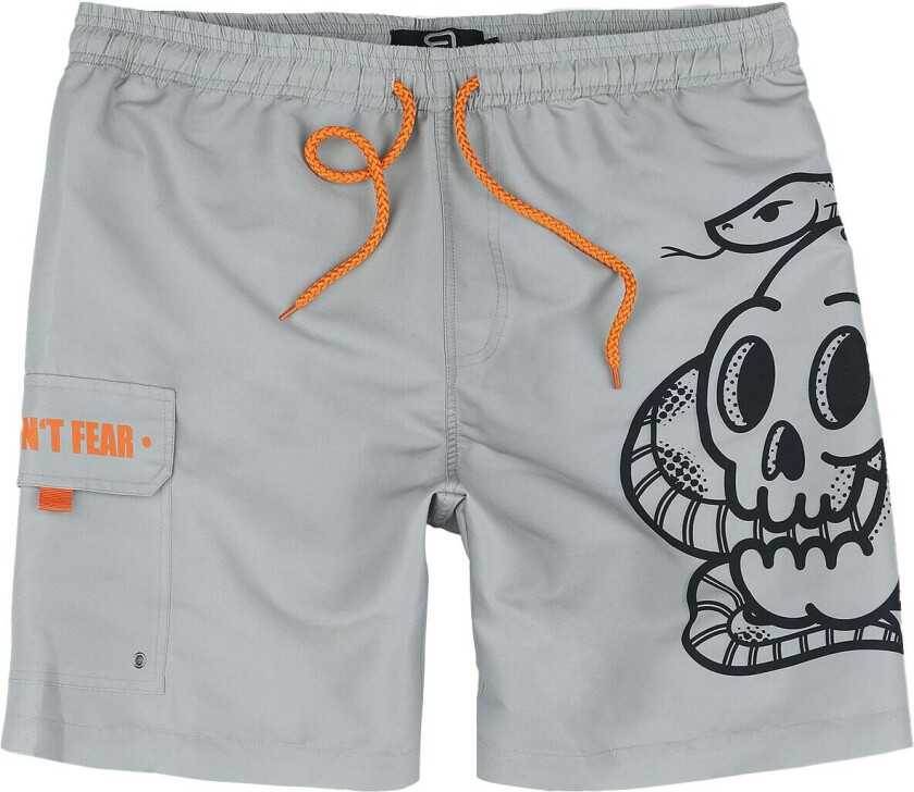 Badeshorts - Swim Shorts With Oldschool Skull - S til XXL - Herrer - lysegrå