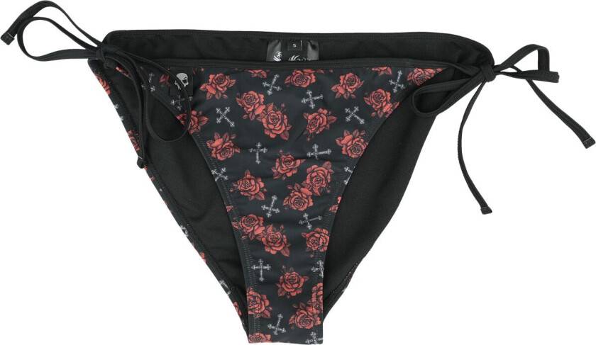 Bikinitruse - Bikini Underdel med Kors og Roser Alloverprint - S til XXL - Damer - svart
