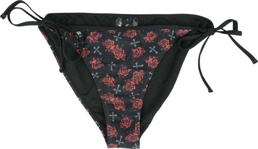 Bikinitruse - Bikini Underdel med Kors og Roser Alloverprint - S til XXL - Damer - svart