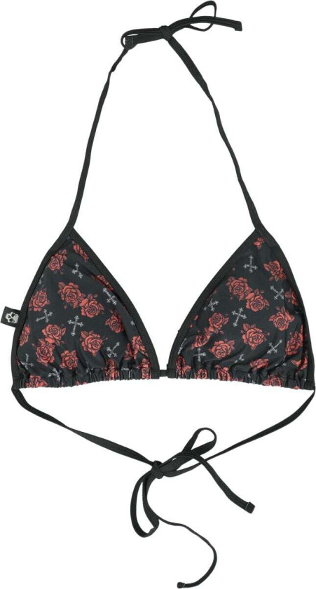 Bikinitopp - Bikini Topp med Kors og Roser Alloverprint - S til XXL - Damer - svart