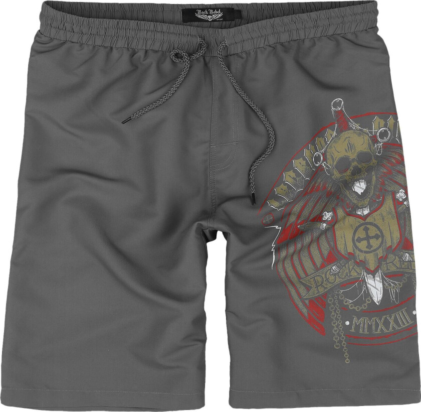 Badeshorts - Swim Shorts With Skull and Sword - S til XXL - Herrer - grå