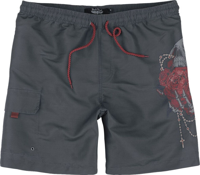 Badeshorts - Swim Shorts With Roses - S til XXL - Herrer - mørkegrå