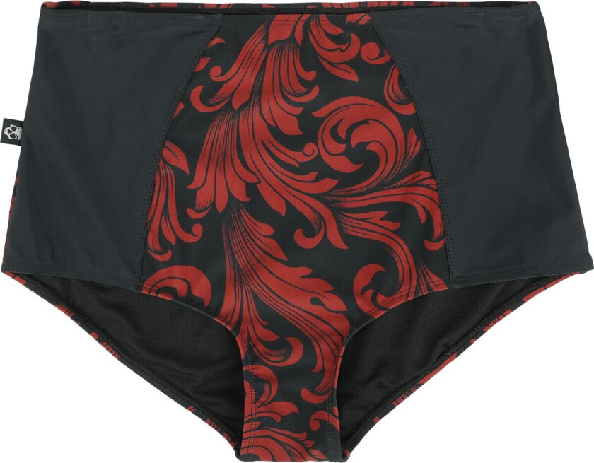 Bikinitruse - High Waist Bikini Bukser med Ornamenter - S til XXL - Damer - svart