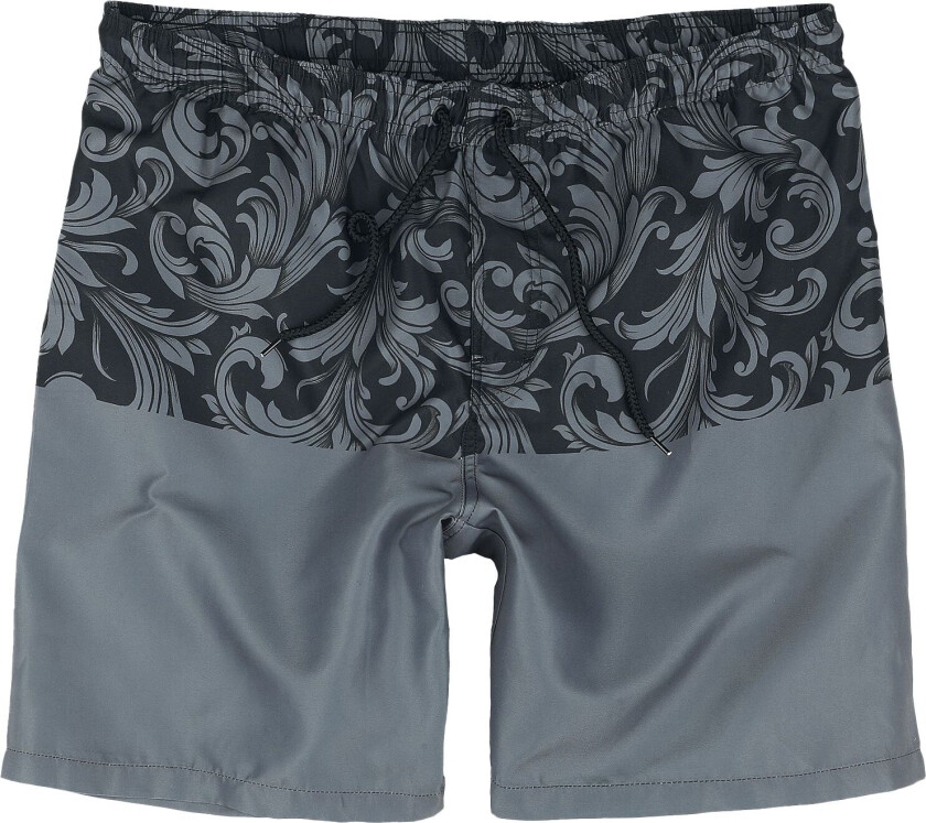 Badeshorts - Ornament Print Swim Shorts - S til XXL - Herrer - svart