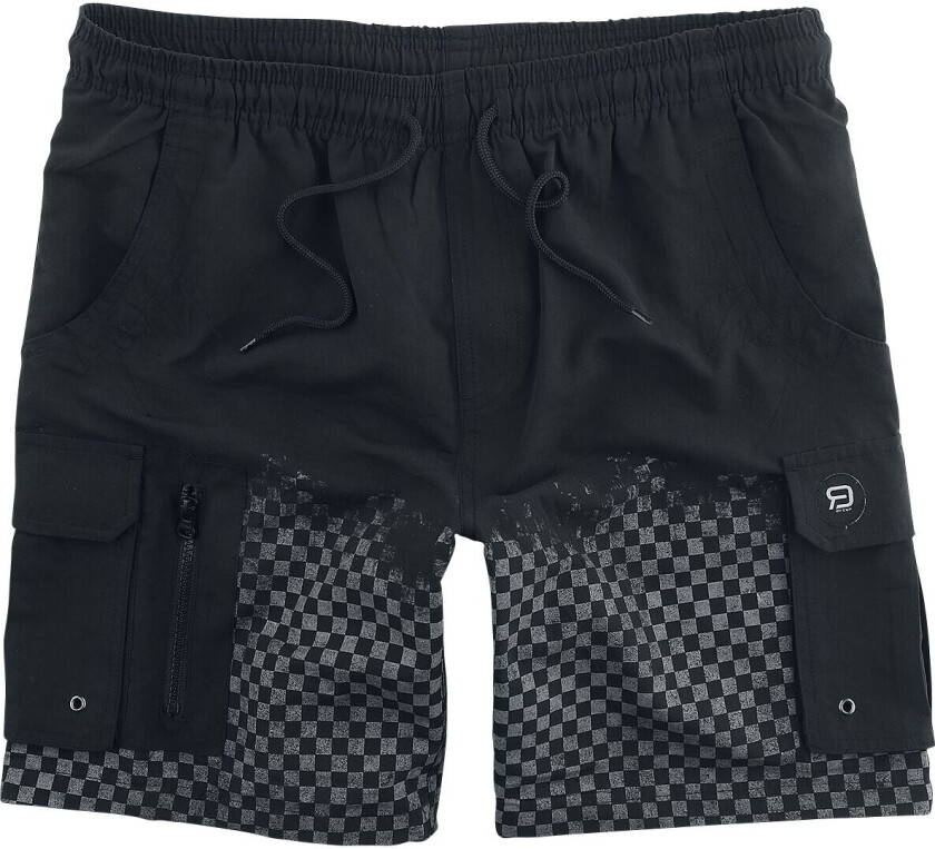 Badeshorts - Svømmeshorts med Sjakk Print - S til M - Herrer - svart