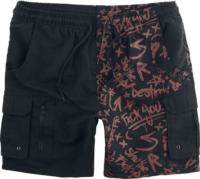 Badeshorts - Svømmeshorts med Print - S til L - Herrer - svart-rød