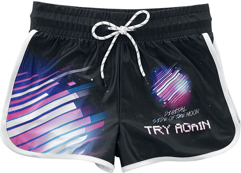 Bikinitruse - Black swim shorts with bright print - S til L - Damer - svart