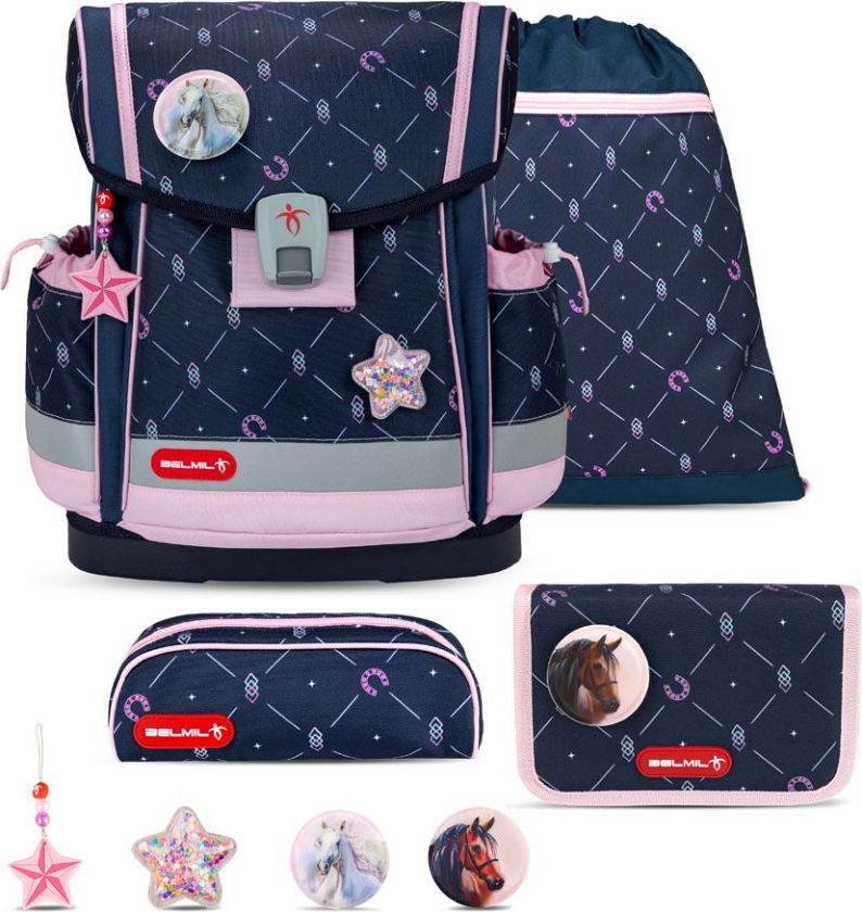 Hestesko skolesekk med 5 deler Belmil skolesekker 879839