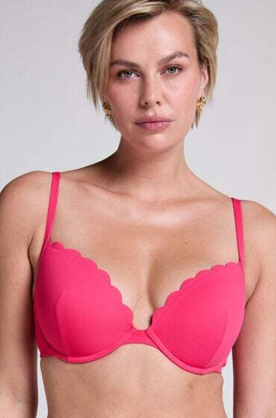 Scallop Polstret bikinitopp med underspiler Rosa