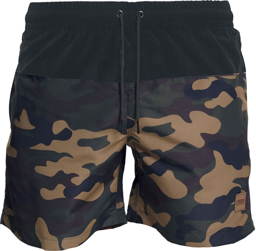Badeshorts - Block Badeshorts - S til 5XL - Herrer - Woodland/svart