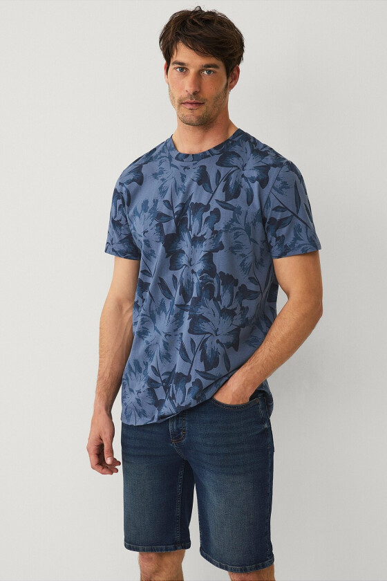 Jeans-shorts i stretch denim - Blå