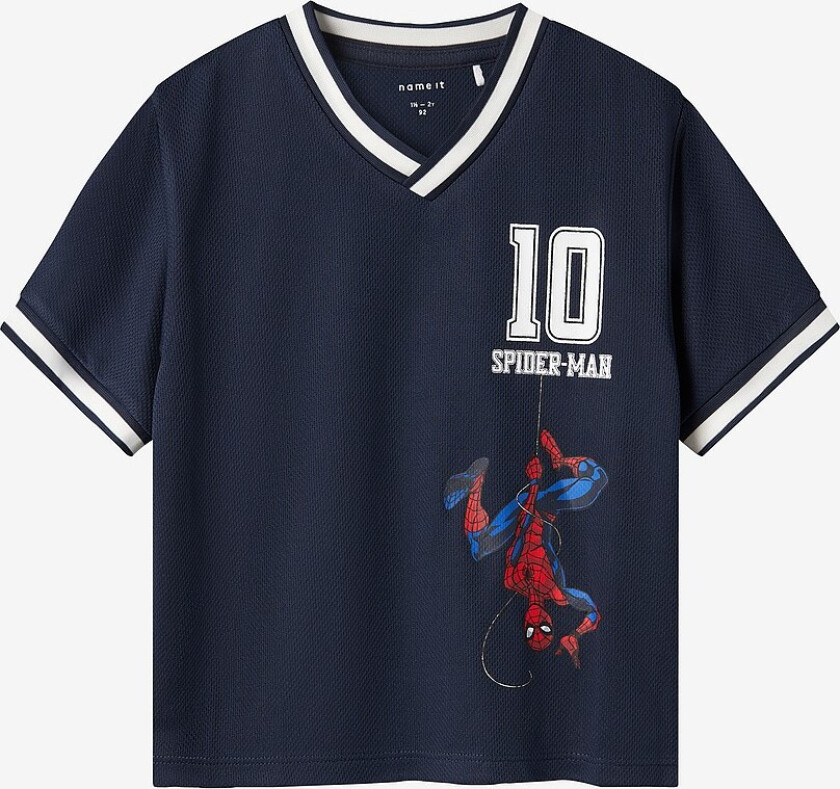 T-skjorte nmmMatz Spider Nreg SS Poly Top Mar - Blå