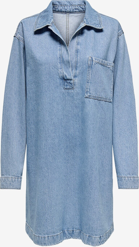 Skjortekjole onlBirdie L/S Polo Denim Dress - Blå