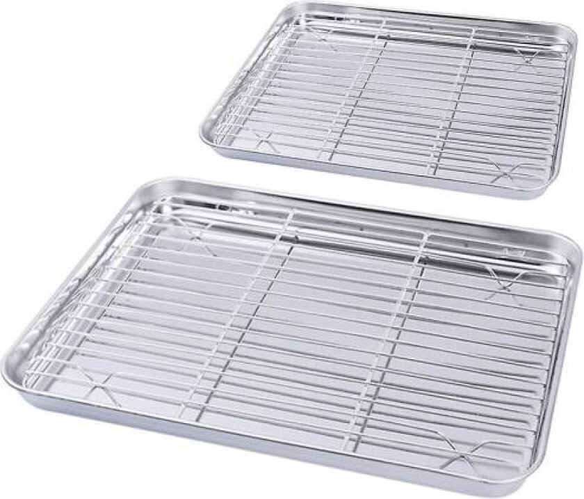 2 stk Ovnsgrillstativ Brødristerovnsbrett Stekebrett Halvbrett Pan Ovnssikkert kjølerist 31X24X2.5CM 31X24X2.5CM